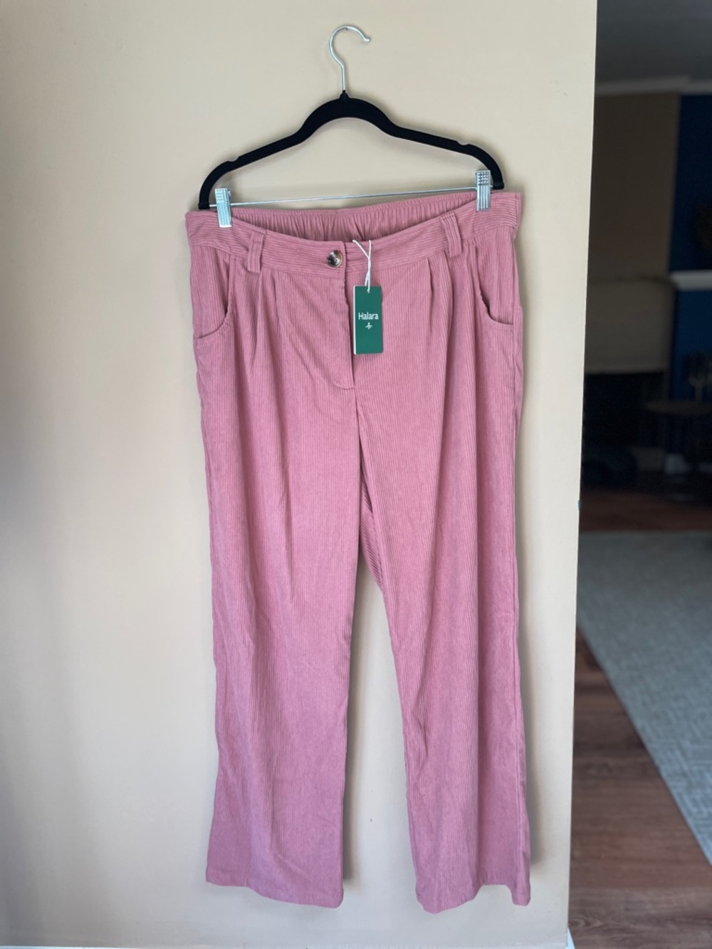 Halara Womens Auracloud Corduroy Straight Leg Pants XLT‎ Tall Pink Cords NEW NWT